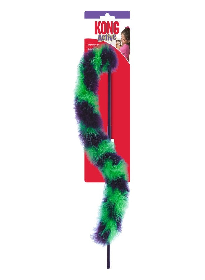 KONG Twisted Boa Teaser Cat Wand, Interactive Feather Cat Toy with Catnip, Promotes Healthy Exercise, Hunting, Chasing, Active Indoor Play, Dynamic Motion, Mimics Prey, for Cats, Kittens, Assorted - Image 1